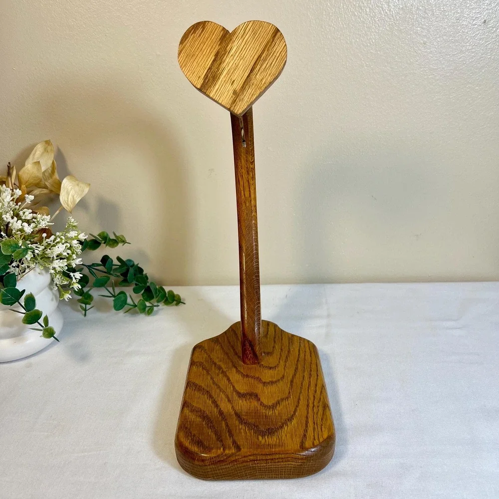 Vintage Hand-Crafted Heart Shaped Wood Banana Hook Holder
